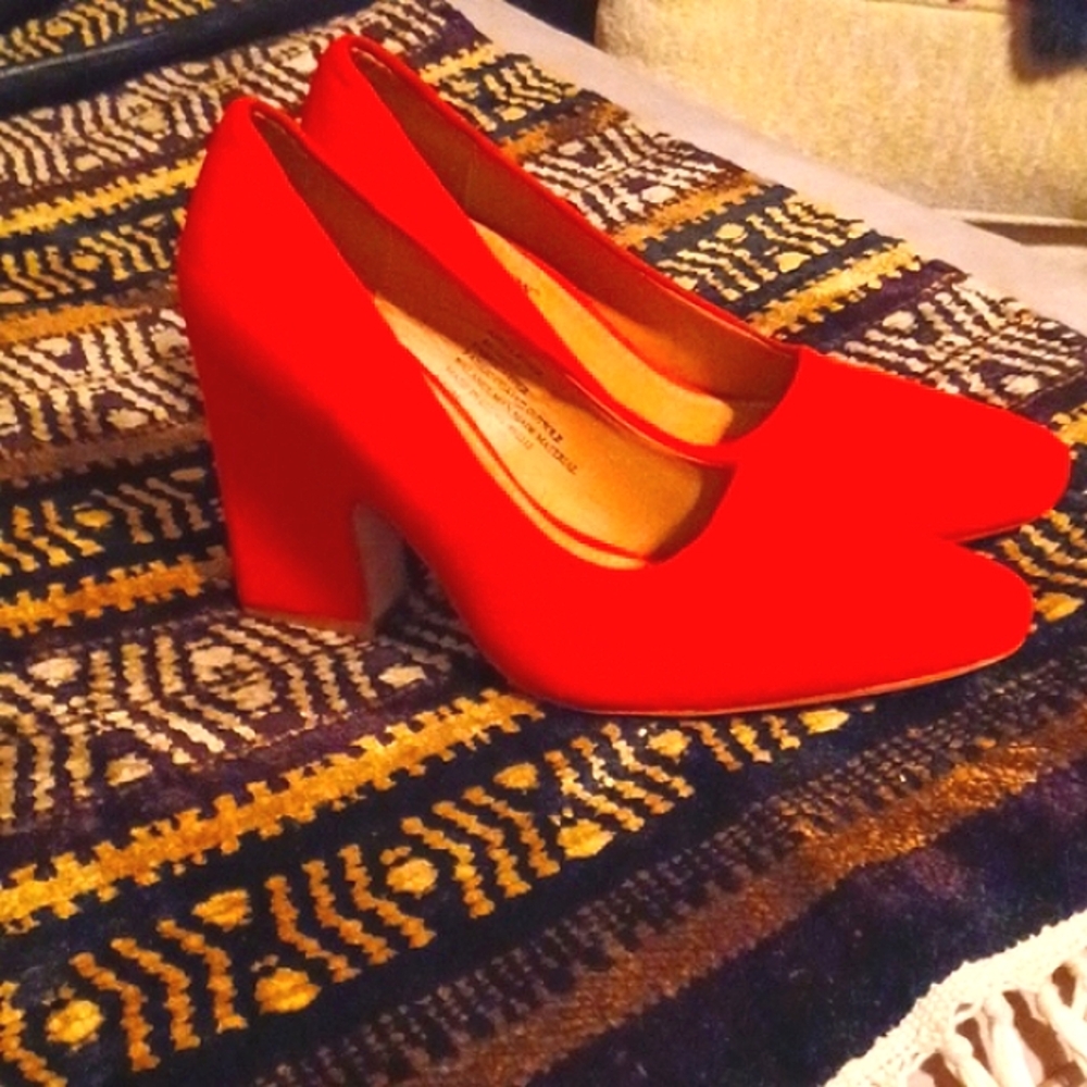Plush Red Suede Pumps